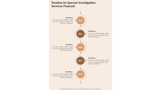 Timeline For Special Investigation Services Proposal One Pager Sample Example Document