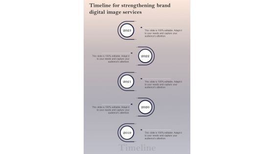 Timeline For Strengthening Brand Digital Image One Pager Sample Example Document