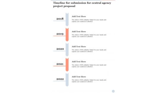 Timeline For Submission For Central Agency Project Proposal One Pager Sample Example Document