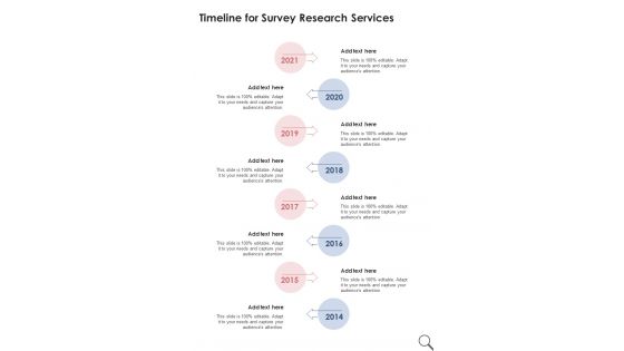 Timeline For Survey Research Services One Pager Sample Example Document