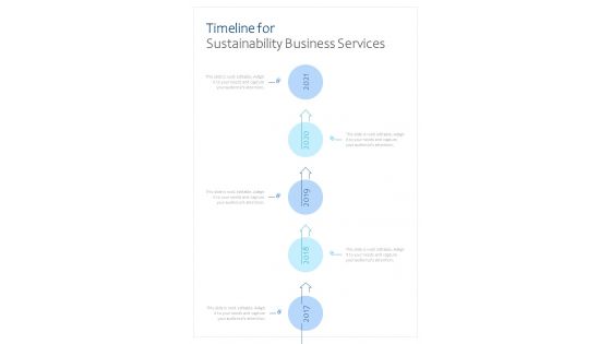 Timeline For Sustainability Business Services One Pager Sample Example Document