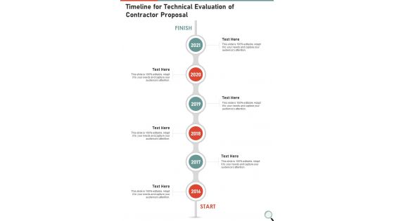 Timeline For Technical Evaluation Of Contractor Proposal One Pager Sample Example Document