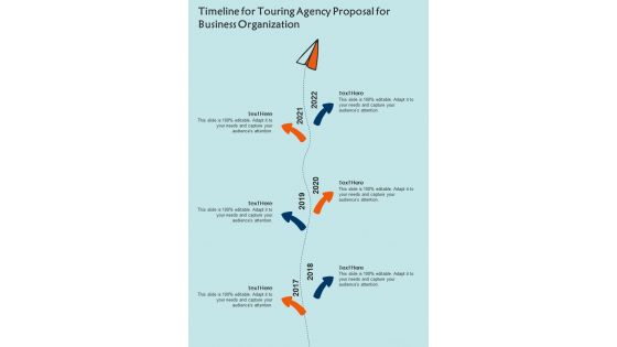 Timeline For Touring Agency Proposal For Business Organization One Pager Sample Example Document