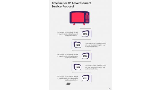 Timeline For Tv Advertisement Service Proposal One Pager Sample Example Document