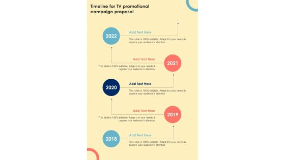 Timeline For TV Promotional Campaign Proposal One Pager Sample Example Document
