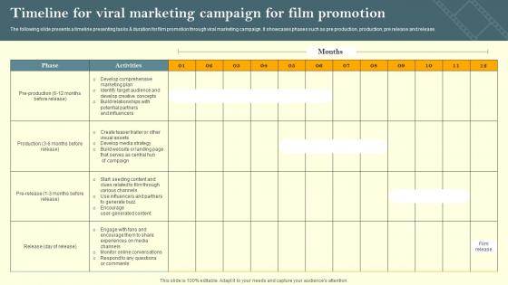 Timeline For Viral Marketing Campaign For Film Promotion Film Marketing Campaign To Target Strategy SS V