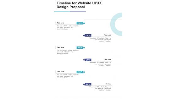 Timeline For Website UI UX Design Proposal One Pager Sample Example Document