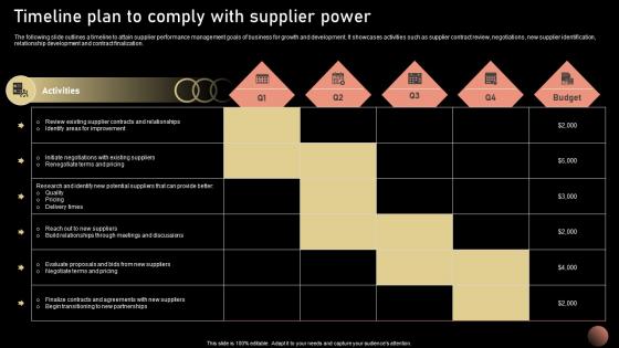 Timeline Plan To Comply With Supplier Strategic Plan For Company Growth Strategy SS V