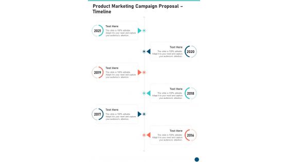 Timeline Product Marketing Campaign Proposal One Pager Sample Example Document