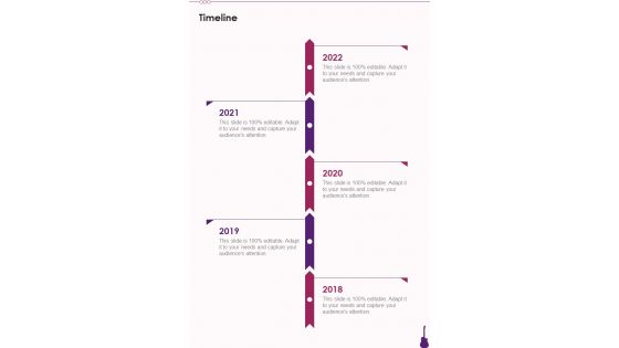 Timeline Professional Music Artist Proposal One Pager Sample Example Document