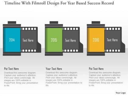 Timeline with filmroll design for year based success record flat powerpoint design
