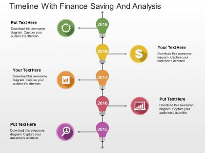 Timeline with finance saving and analysis flat powerpoint design