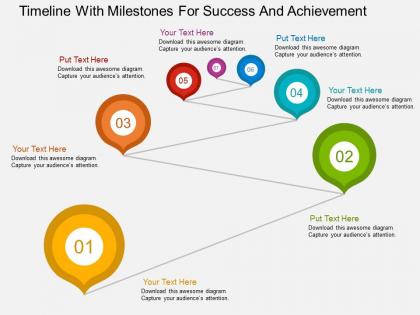 Timeline with milestones for success and achievement flat powerpoint design
