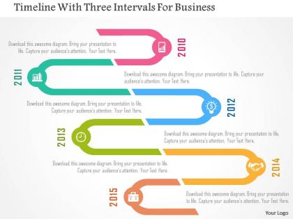 Timeline with three intervals for business flat powerpoint design