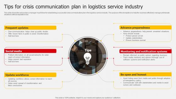 Tips For Crisis Communication Plan In Logistics Service Industry