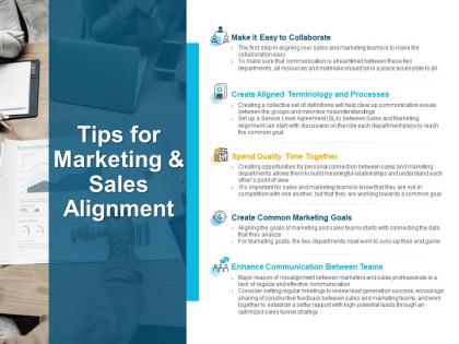 Tips for marketing and sales alignment marketing powerpoint slides