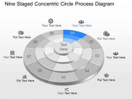 Tn nine staged concentric circle process diagram powerpoint template slide