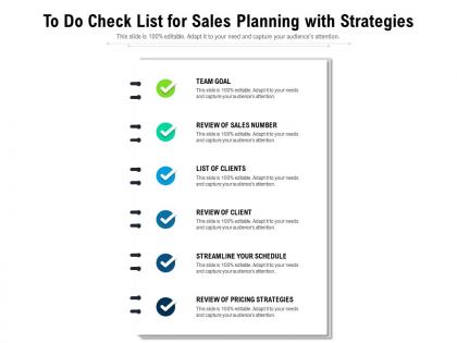 To do check list for sales planning with strategies
