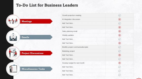 To Do List For Business Leaders Training Ppt