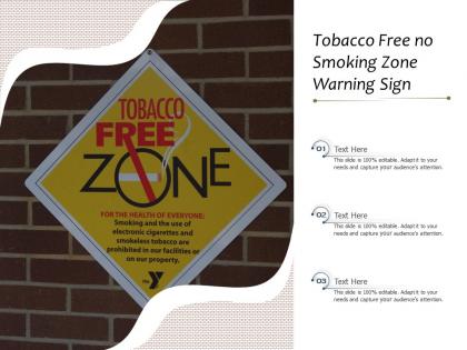 Tobacco free no smoking zone warning sign