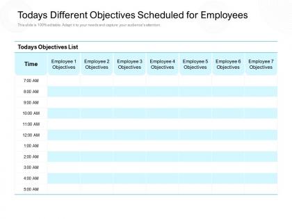 Todays different objectives scheduled for employees