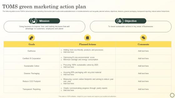 Toms Green Marketing Action Plan Boosting Brand Image MKT SS V