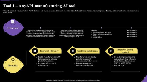 Tool 1 Anyapi Manufacturing Ai Tool Application Of Artificial Intelligence AI SS V