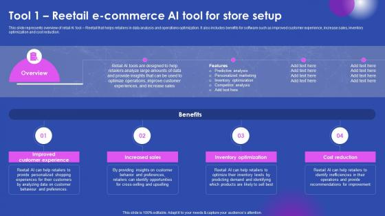 Tool 1 Reetail E Commerce Ai Tool For Store Setup Ai Enabled Solutions Used In Top AI SS V