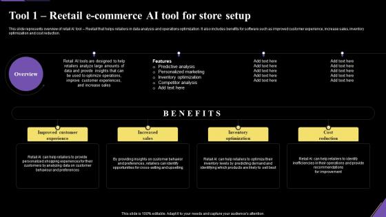 Tool 1 Reetail E Commerce Ai Tool For Store Setup Application Of Artificial Intelligence AI SS V