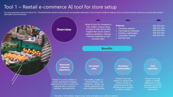 Tool 1 Reetail E Commerce AI Tool For Store Setup Best AI Solutions Used By Industries AI SS V