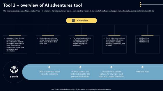 Tool 3 Overview Of AI Adventures Tool Key AI Powered Tools Used In Key Industries AI SS V