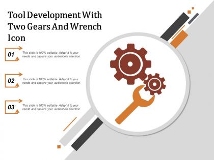Tool development with two gears and wrench icon