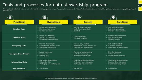 Tools And Processes For Data Stewardship Program Stewardship By Business Process Model