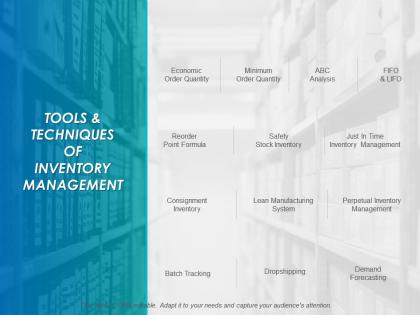 Tools and techniques of inventory management ppt layouts example