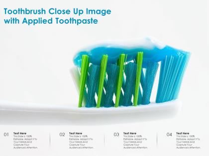 Toothbrush close up image with applied toothpaste