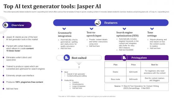 Top AI Text Generator Tools Jasper AI Text To Voice Convertor Tools AI SS V