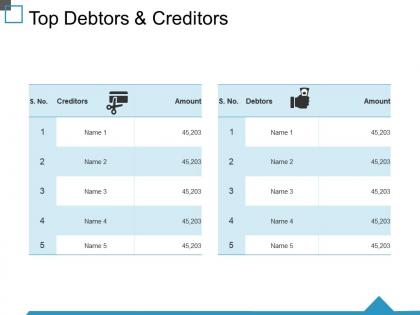 Top debtors and creditors ppt visual aids backgrounds