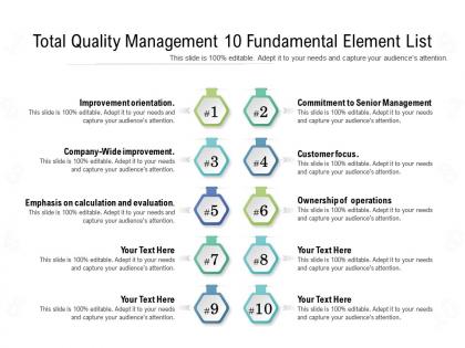 Total quality management 10 fundamental element list