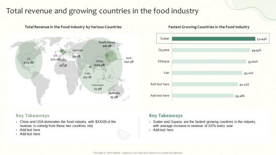 Total Revenue And Growing Countries In The Food Industry Launching A New Food Product