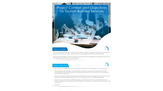 Tourism Business Services For Project Context And Objectives One Pager Sample Example Document