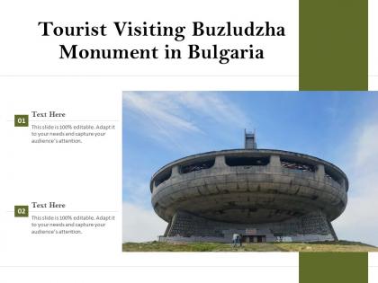 Tourist visiting buzludzha monument in bulgaria