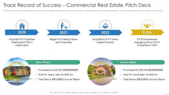 Track Record Of Success Commercial Real Estate Pitch Deck Ppt Powerpoint Presentation File Deck