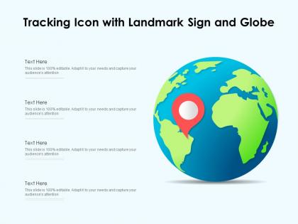 Tracking icon with landmark sign and globe