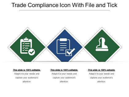 Trade compliance icon with file and tick