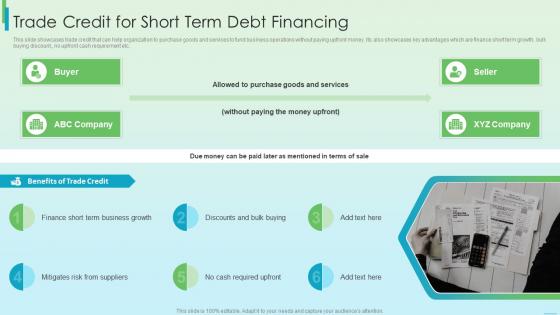 Trade Credit For Short Term Debt Financing Fundraising Strategy Using Financing