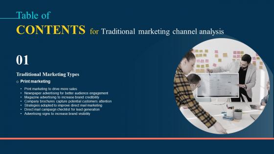 Traditional Marketing Channel For Analysis Table Of Contents Ppt Icon Designs Download