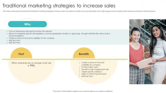 Traditional Marketing Strategies To Increase Sales Using Various Marketing Methods Strategy SS V