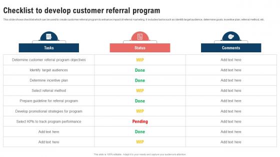 Traditional Marketing Strategy Checklist To Develop Customer Referral Strategy SS V