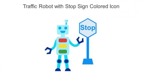 Traffic Robot With Stop Sign Colored Icon In Powerpoint Pptx Png And Editable Eps Format