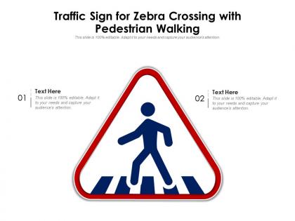 Traffic sign for zebra crossing with pedestrian walking